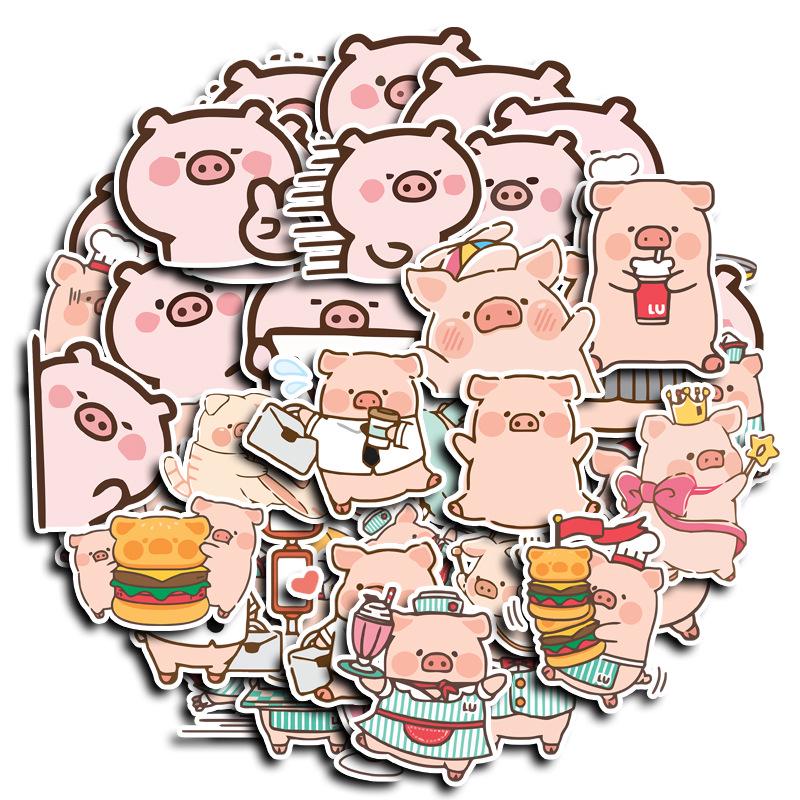 Lulu Pig Graffiti Stickers: 40 Cute Korean Cartoon Waterproof Sheets for DIY Decoration