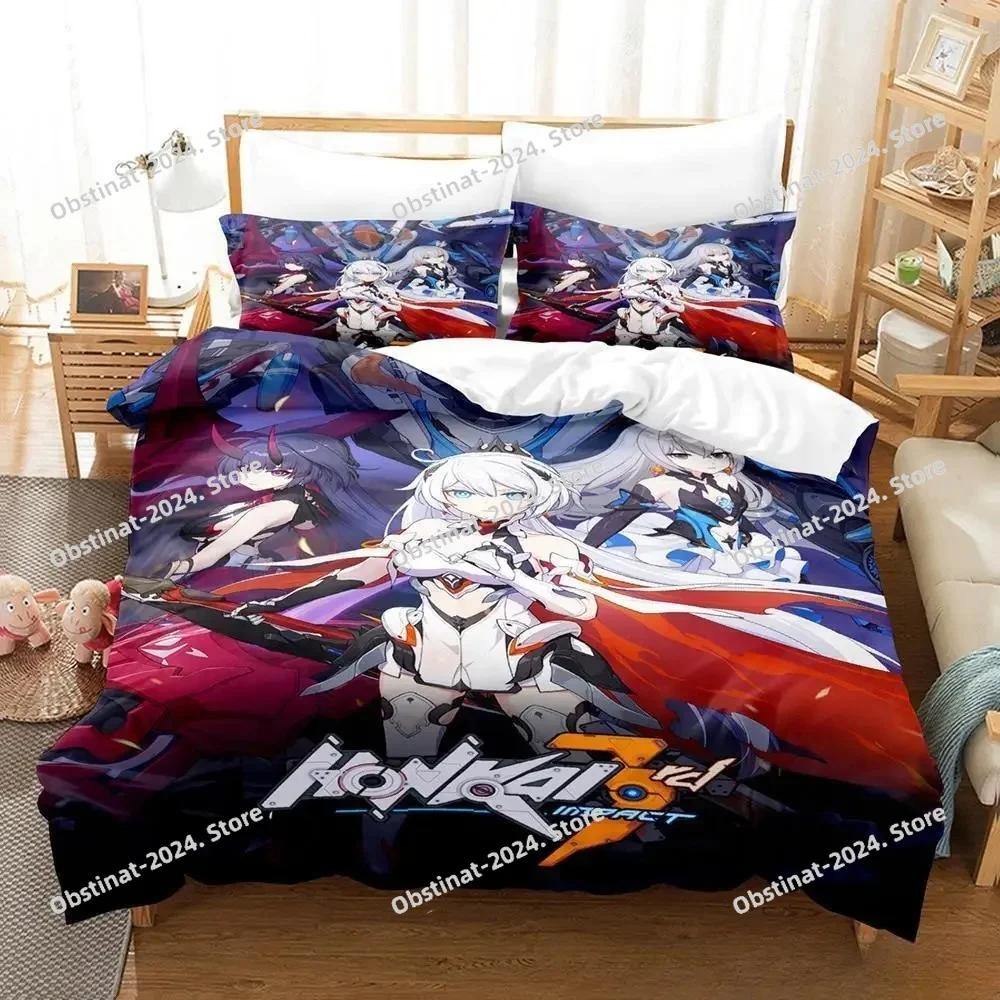New 3d Anime Honkai Impact 3rd Bedding Set Print With Pillowcase Bed Duvet Cover Soft Single Double Queen Super King Size