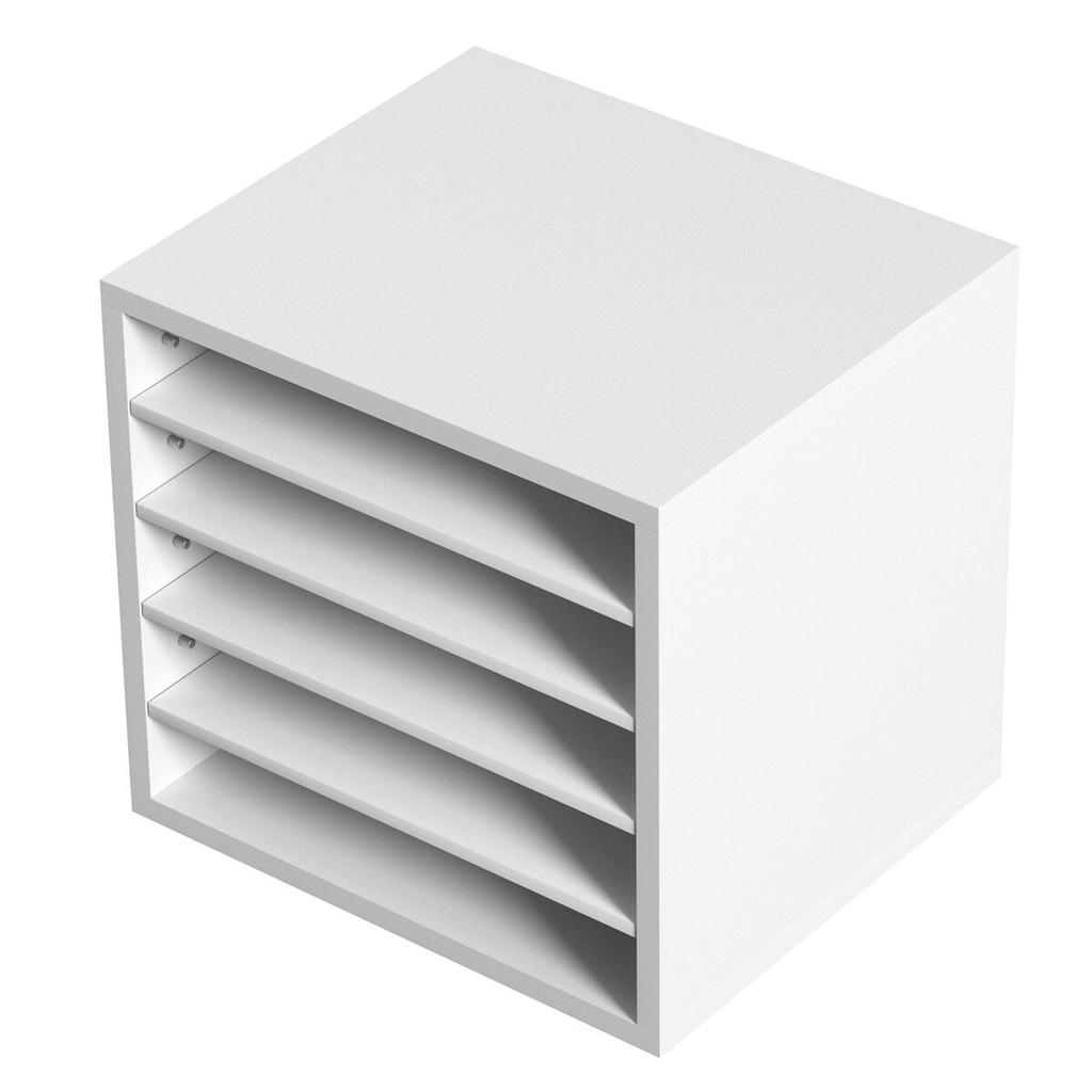 Literature Organizers, 5 Compartments Office Mailbox with Adjustable Shelves, Wood Literature Sorter 13.9x12x13 Inches for Office, Home, Classroom,