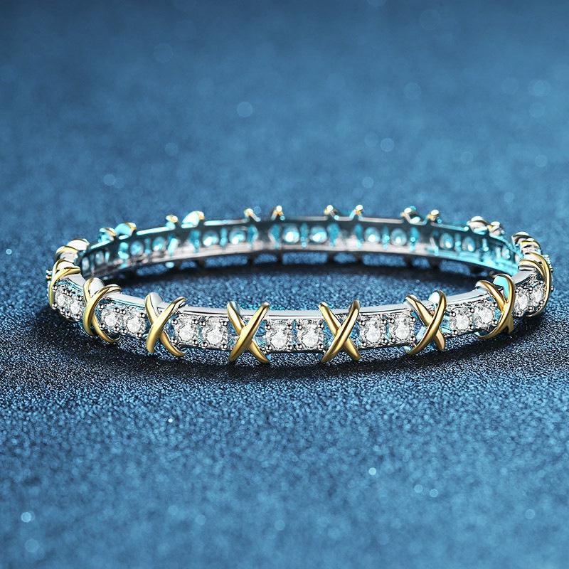 

Роскошный браслет X-образной формы с золотым гальваническим покрытием и бриллиантами для женщин