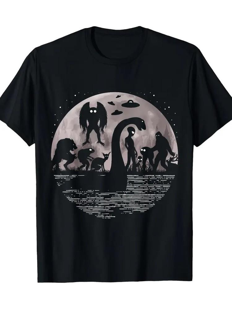 

Whimsical Graphic Tee| Mothman and Alien Mystery Creature Graphic Tee - 100% Cotto S