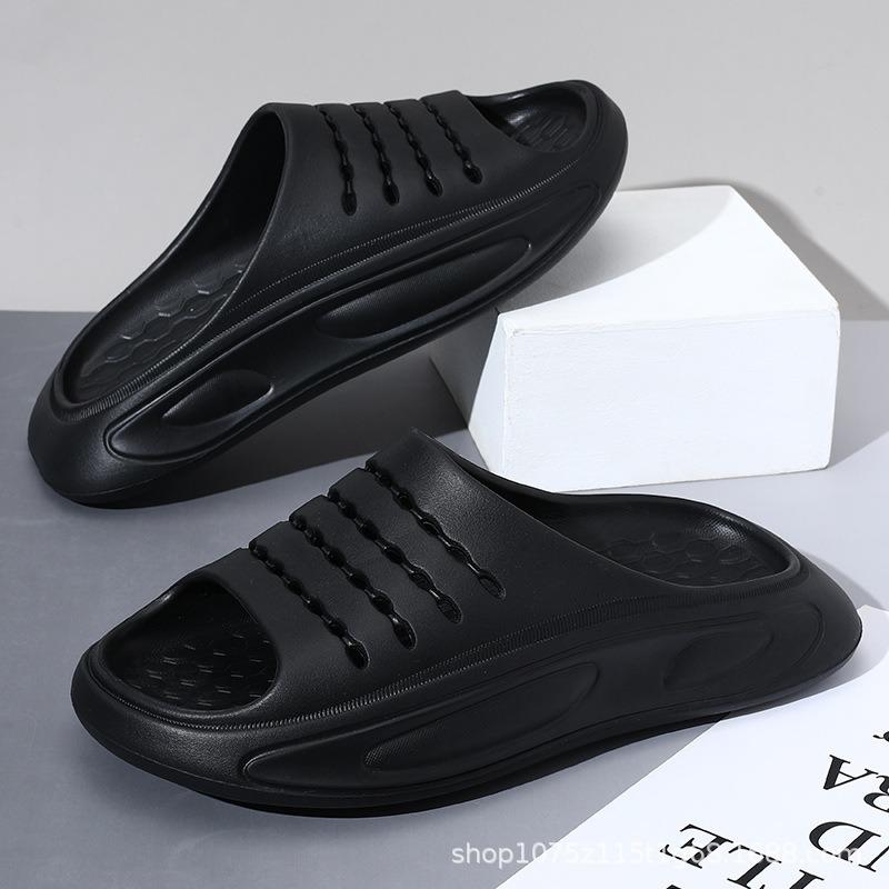 Summer new men's solid color one-word drag thick bottom non-slip wear-resistant fashion simple outdoor beach cool slippers