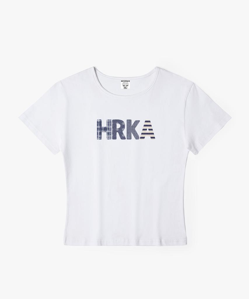 Hilukaakaibeu Mix Lettering Women'S Slim Fit Short Sleeve T-Shirt