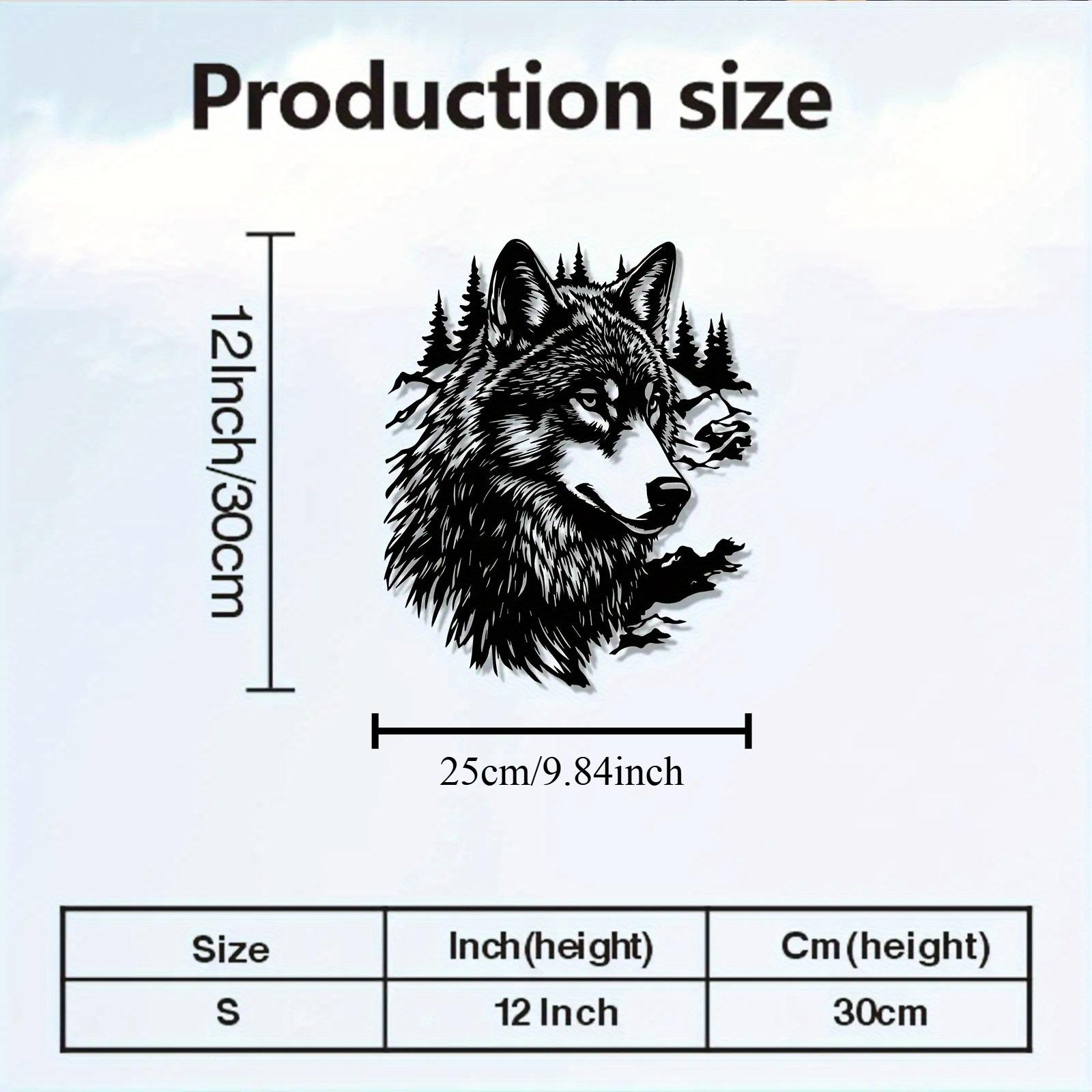 

Iron Wolf Metal Wall Art Vintage Weather Resistant Outdoor Sculpture Christmas Yard Fence Gift for Homeowners 12in
