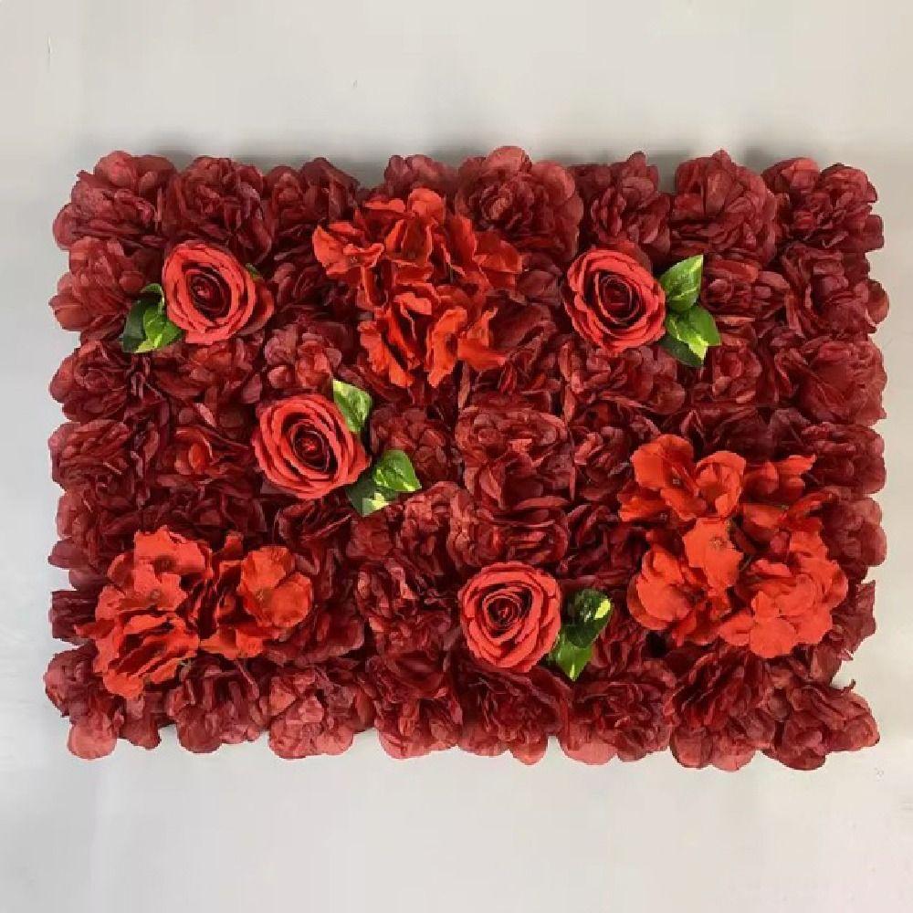 60X40cm Artificial Flower Wall Panels Handmade Silk Rose Flower Wall Outdoor