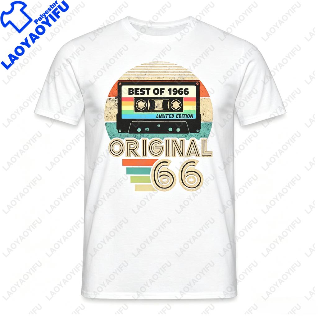 Original 60th Birthday Best of 1966 Limited Edition Retro Audio Tape Tshirt Casual Fashion Loose Harajuku Hip Hop Unisex Unisex Tees