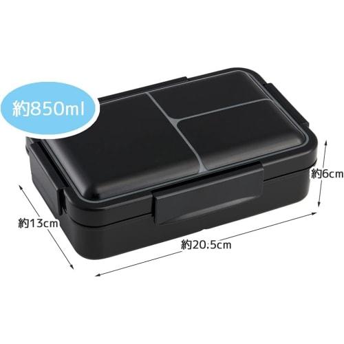 Skater Bento Box, Antibacterial, Leak-Proof, Divided, Integrated Gasket, Fluffy Serving, Single Tier, 850ml, Large Capacity, Black, PALT9AG-A