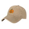Halloween Pumpkin Embroidered Washed Canvas Baseball Cap Classic Adjustable Hat for Unisex and Women Spooky Season Style