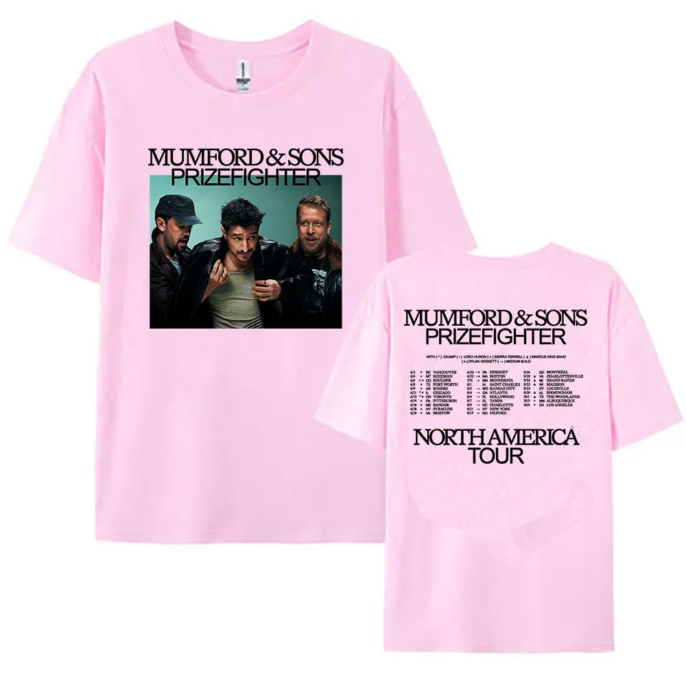 2026 North American Prizefighter Tour T-shirt Mumford & Sons Band Design Tshirts O-neck Summer Cotton Tees Print Merch