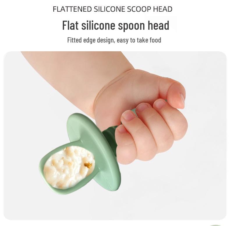 Bebek Gıda Sınıfı Silikon Çatal & Kaşık Seti - Ek Gıdaya Geçiş ve Eğitim İçin Yumuşak Kısa Çatal & Kaşık