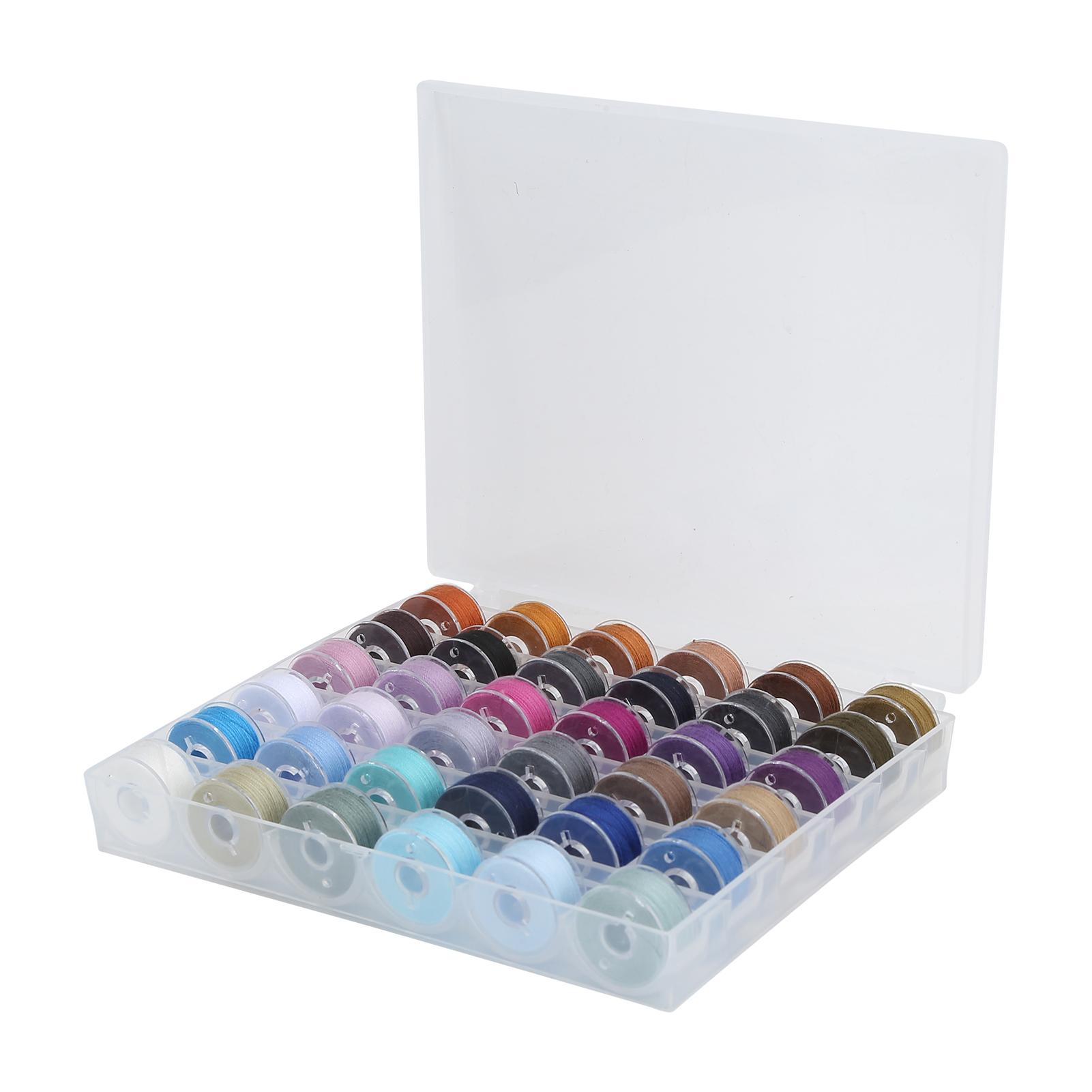 

Набор из 36 цветных швейных ниток из полиэстера с прозрачным ящиком для шпуль для домашнего хозяйства, классные цвета 1616