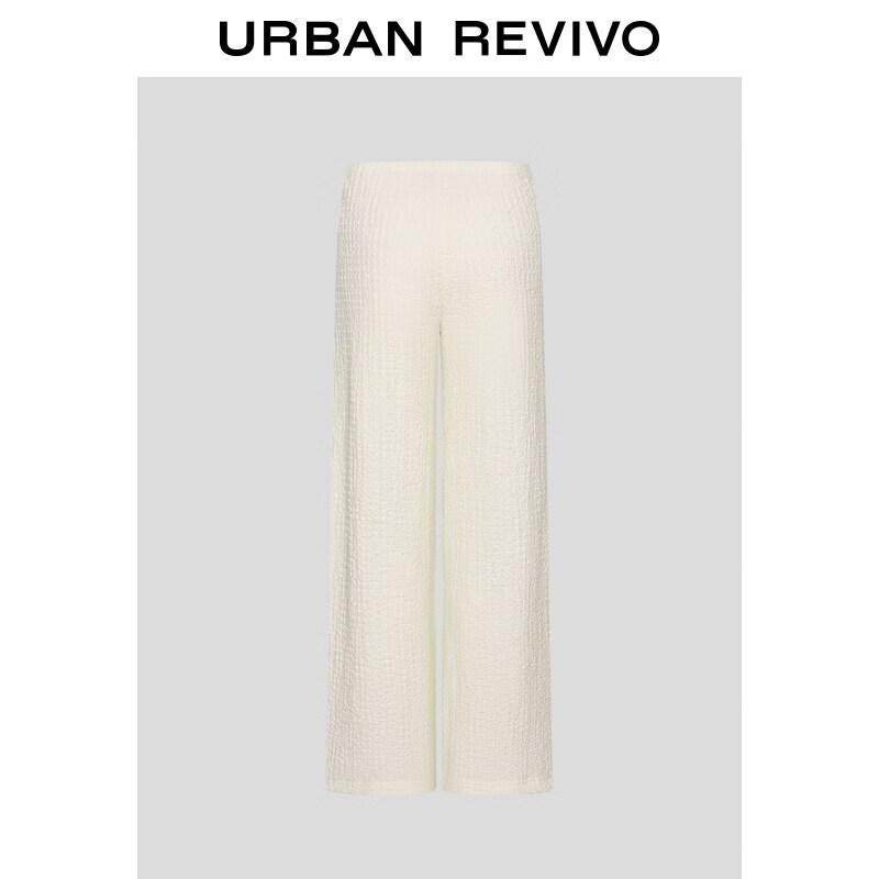 Women s Textured Elastic Waist Wide-Leg Pants S