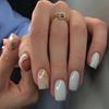 24Pcs Short Square Floral Press On Nails With Glue Shimmery Glitter French Fake Nail Tips Full Cover Manicure