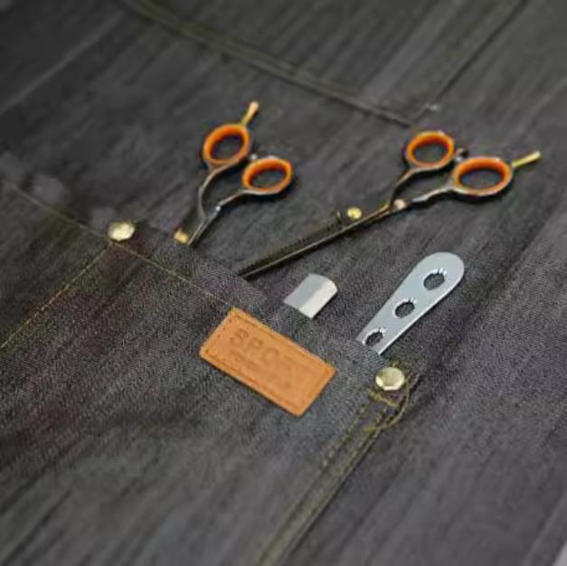 Grembiule di Jeans Abbigliamento da Lavoro per Salone Panno da Barbiere Cucina Cottura Grigliata Ristorante Bar Negozio Caffetterie Pasticceria Bellezza Unghie Uniforme