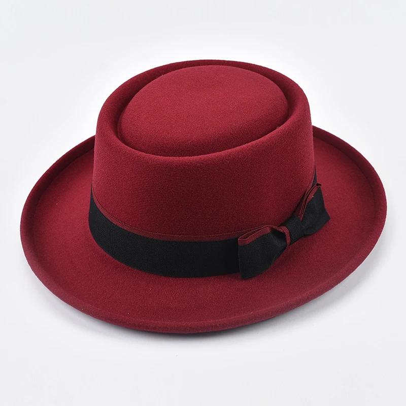Cappello Jazz in Feltro a Tesa Arrotolata Vintage per Uomo Donna Cappello Pork Pie a Tesa Corta Cappello Trilby Fedora da Gentleman