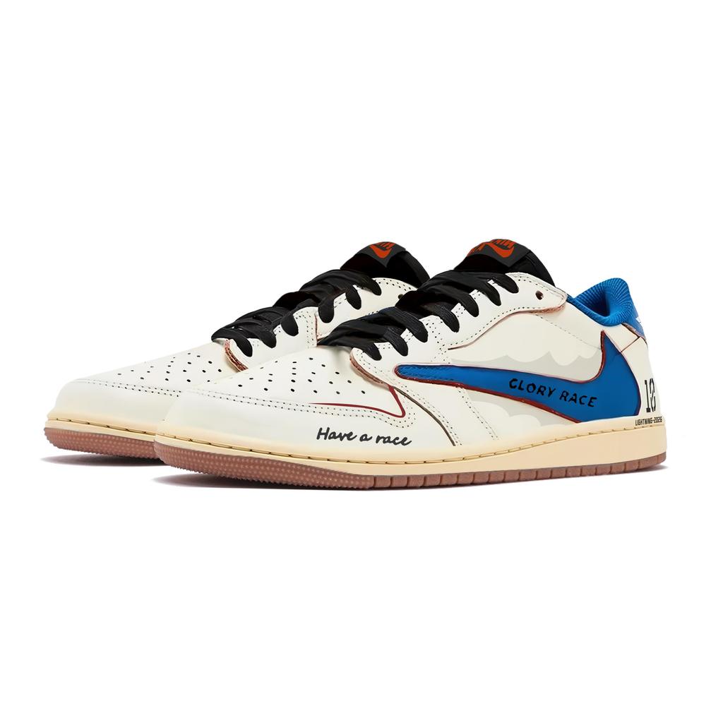 Travis Scott X Jordan Air Jordan 1 Honor Travis Scott X AJ1 Low Cushioning Low Top Vintage Basketball Shoes Unisex DZ4137-700(Team1698-)