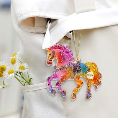 Yousheng Horse Theme Acrylic Ornament 2D Flat Print Hanging Pendant for Horse Lovers Christmas Tree Decor And Equestrian Gift