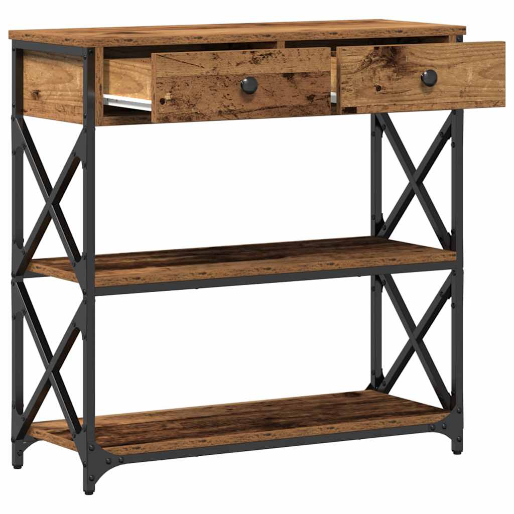 Console Table Reclaimed Wood 75 x 28 x 75 cm Plywood and Metal