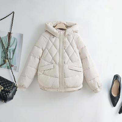 Large Size New Down Cotton-padded Clothes Women's Loose Hooded Short Cotton-padded Clothes Thickened Cotton-padded Jacket