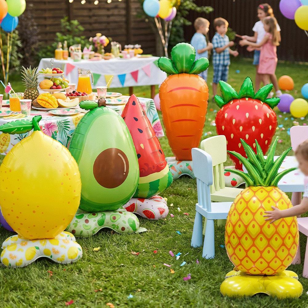 Large Standing Foil Balloons Fruit Vegetable Party Decorations Giant Cactus Carrot Lemon Watermelon Hawaiian Luau Decor Supplies