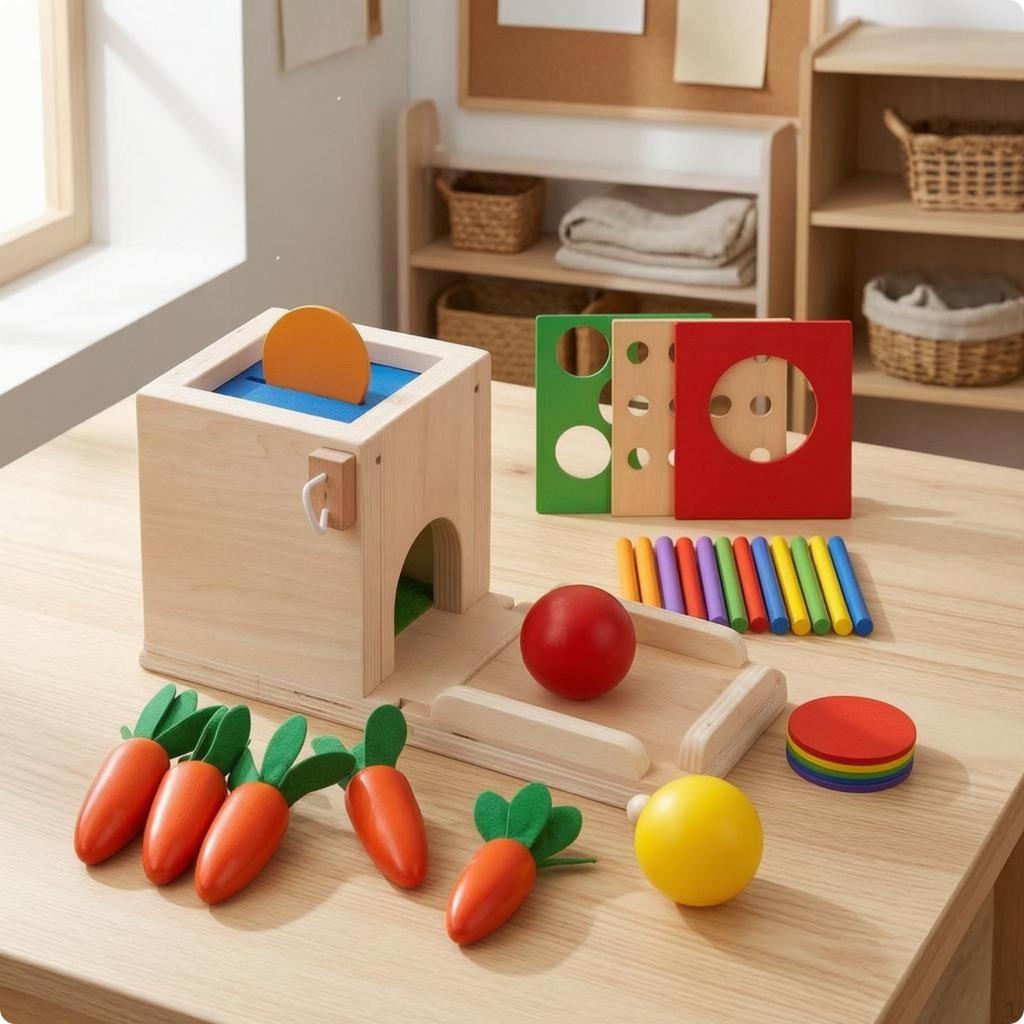 Lern-Scheibenbox Feinmotorik Farbzuordnung Holz Holz-Sortierspielzeug für Kleinkinder,