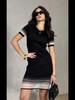 New Summer Color-Block Knitted Dress with Organza Splicing, Round Neck, and Mid-Length Bodycon Design