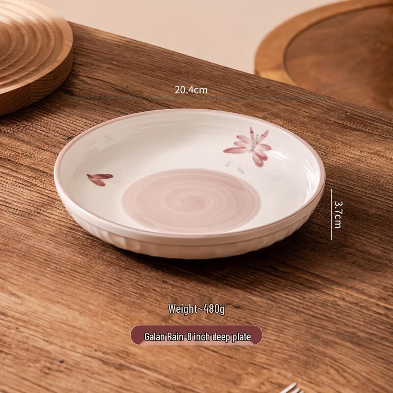 Japanese Style Ceramic Dinnerware 8-inch Deep Plate