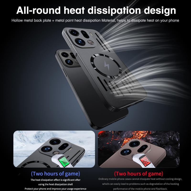 Metallic Paint Heat Dissipation Magnetic Case for OPPO Find X9 Pro Hard PC Ultra-thin Wireless Charging Cover for OPPO Find X9