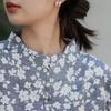 Johnature Women Vintage Shirts Tops Print Floral Stand Long Sleeve Autumn Blouses Button Shirts