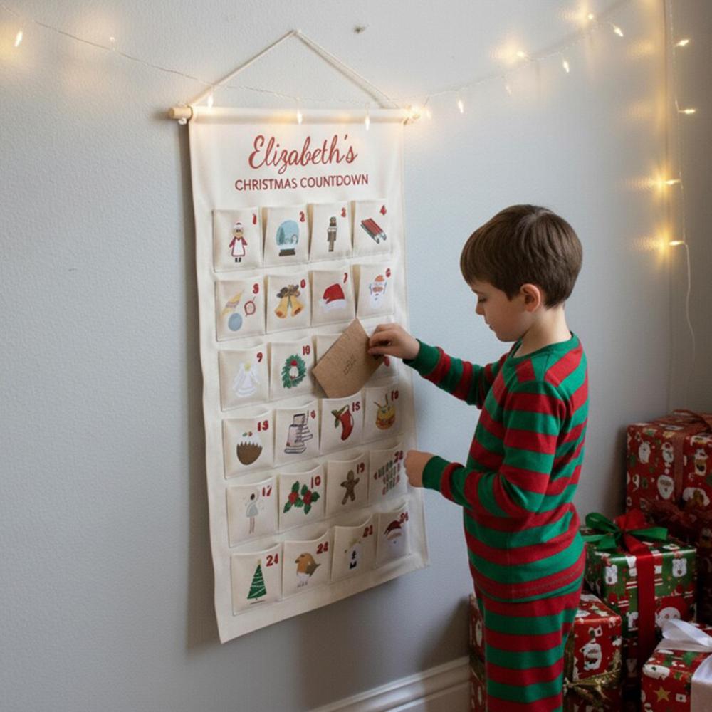 Personalized Advent Calendar Christmas December Countdown Calendar for Boys and Girls Custom Reusable Xmas Calendar Surprise