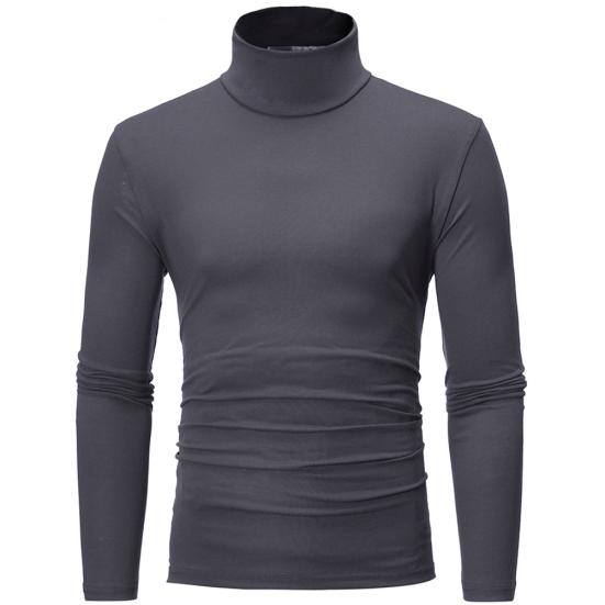 Men Fashion Solid Color Long Sleeve Turtle Neck Slim Fit T-Shirt Bottoming Top