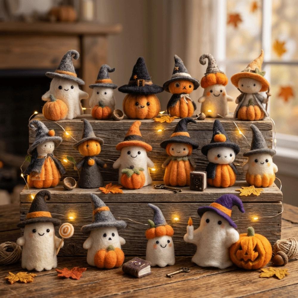 Cute Halloween Ornaments Toy Halloween Decoration Home Decor Wool Felt Ghost Statue Pendant