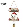 Outdoor Courtyard Decoration Wooden Gnome Door Hanger with Bell, Country Garden Welcome Sign Front Porch Hanging Swing Wall Plaque, Farmhouse Ornament
