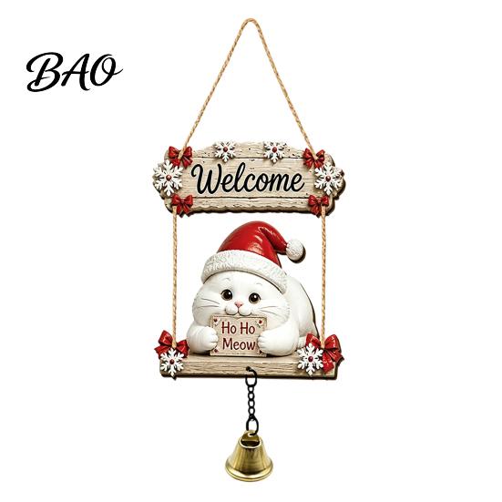 Outdoor Courtyard Decoration Wooden Gnome Door Hanger with Bell, Country Garden Welcome Sign Front Porch Hanging Swing Wall Plaque, Farmhouse Ornament
