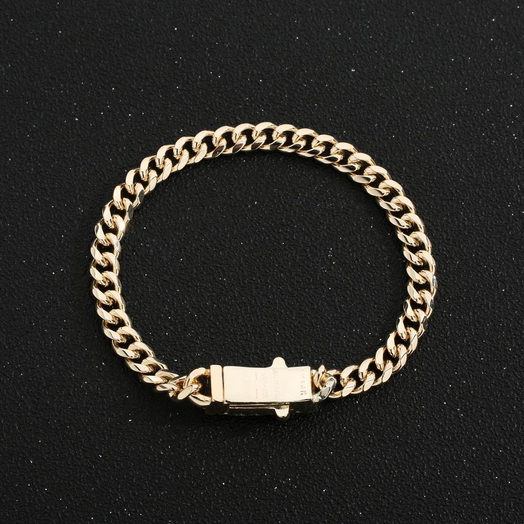 Cadena nueva 14K Monaco para hombres y mujeres, latón, circonita cúbica, pulsera Monaco de moda para hombres y mujeres
