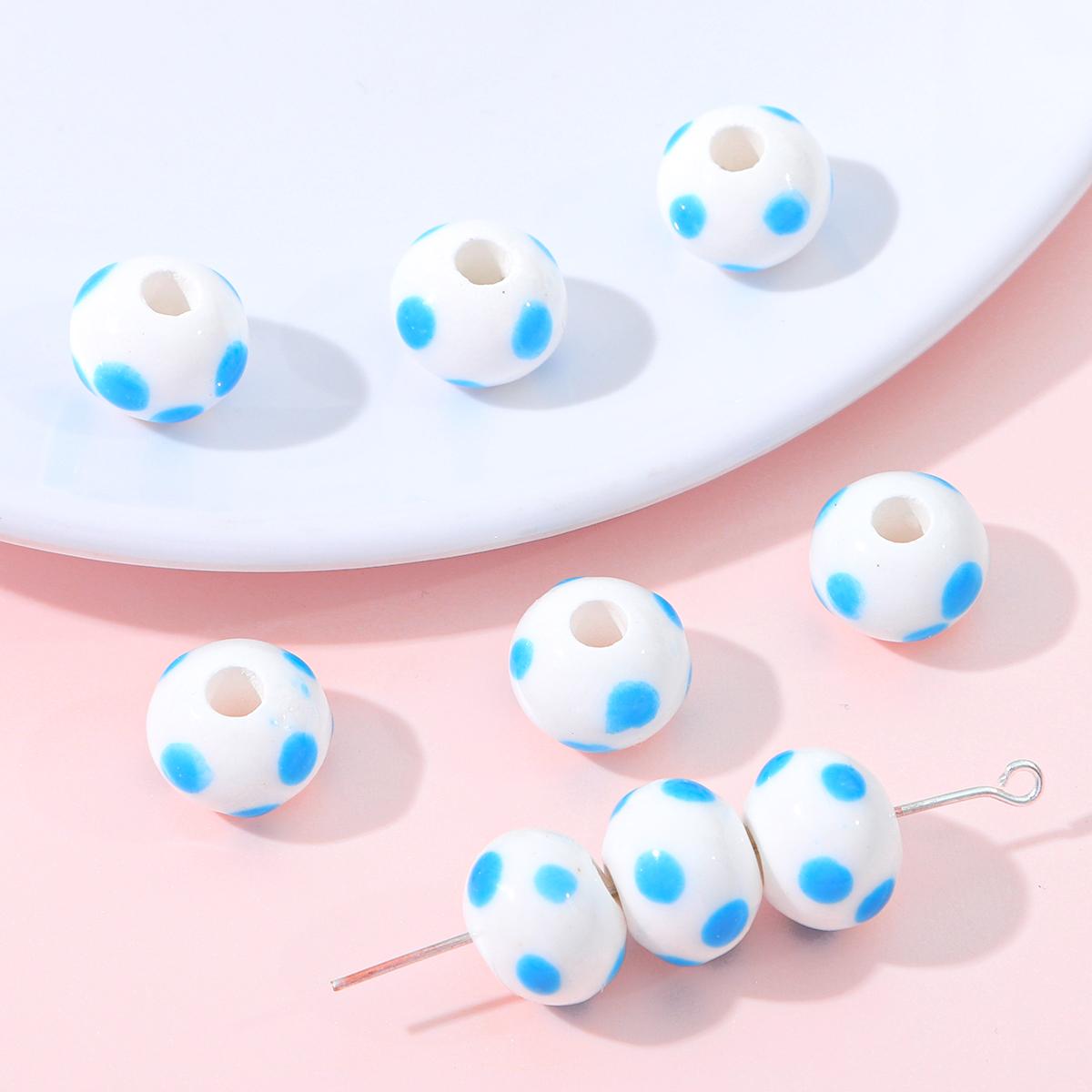 

2 шт. 12x9 мм керамические бусины ручной работы в круглые точки для самостоятельного изготовления ювелирных изделий, аксессуары синий