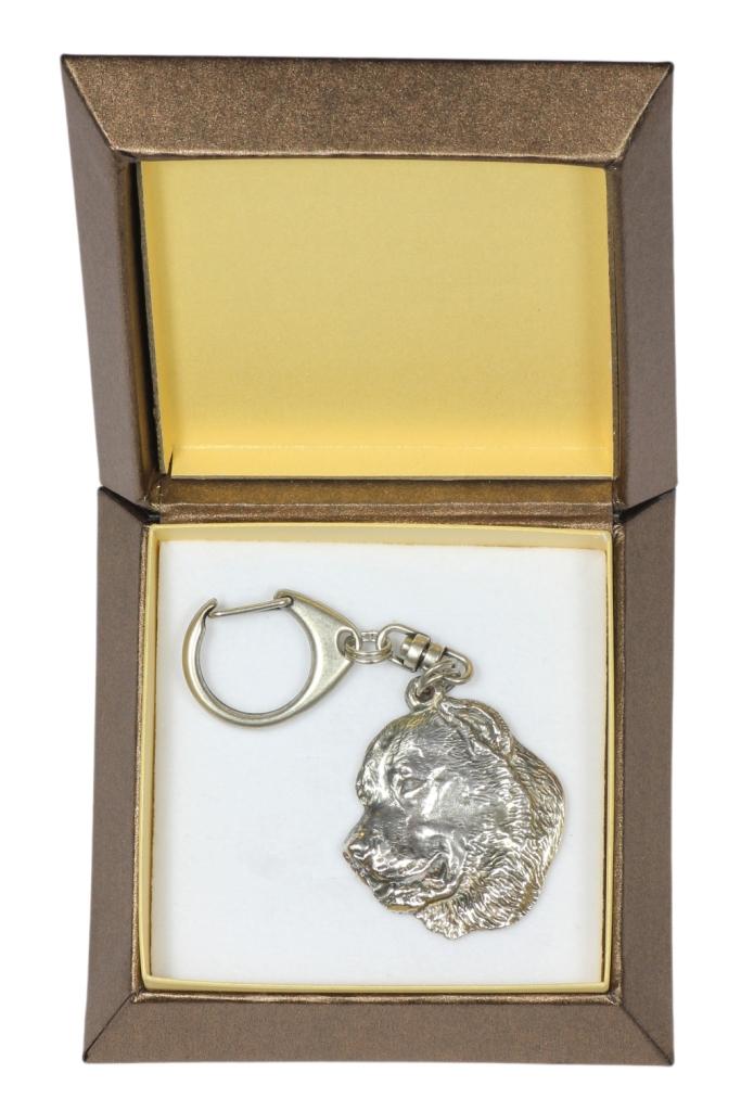 Central Asian Shepherd Dog - Silver-plated key ring with a dog in a gift box, handbag decoration, backpack pendant by Art-Dog brand