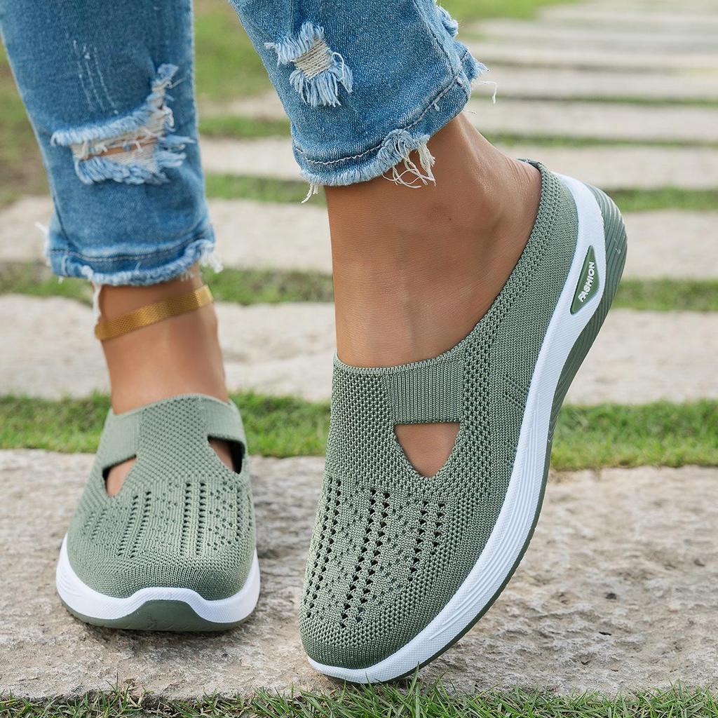 Women's Summer 2025 Soft Sole Breathable Half Slippers for Middle-aged & Elderly Moms.
