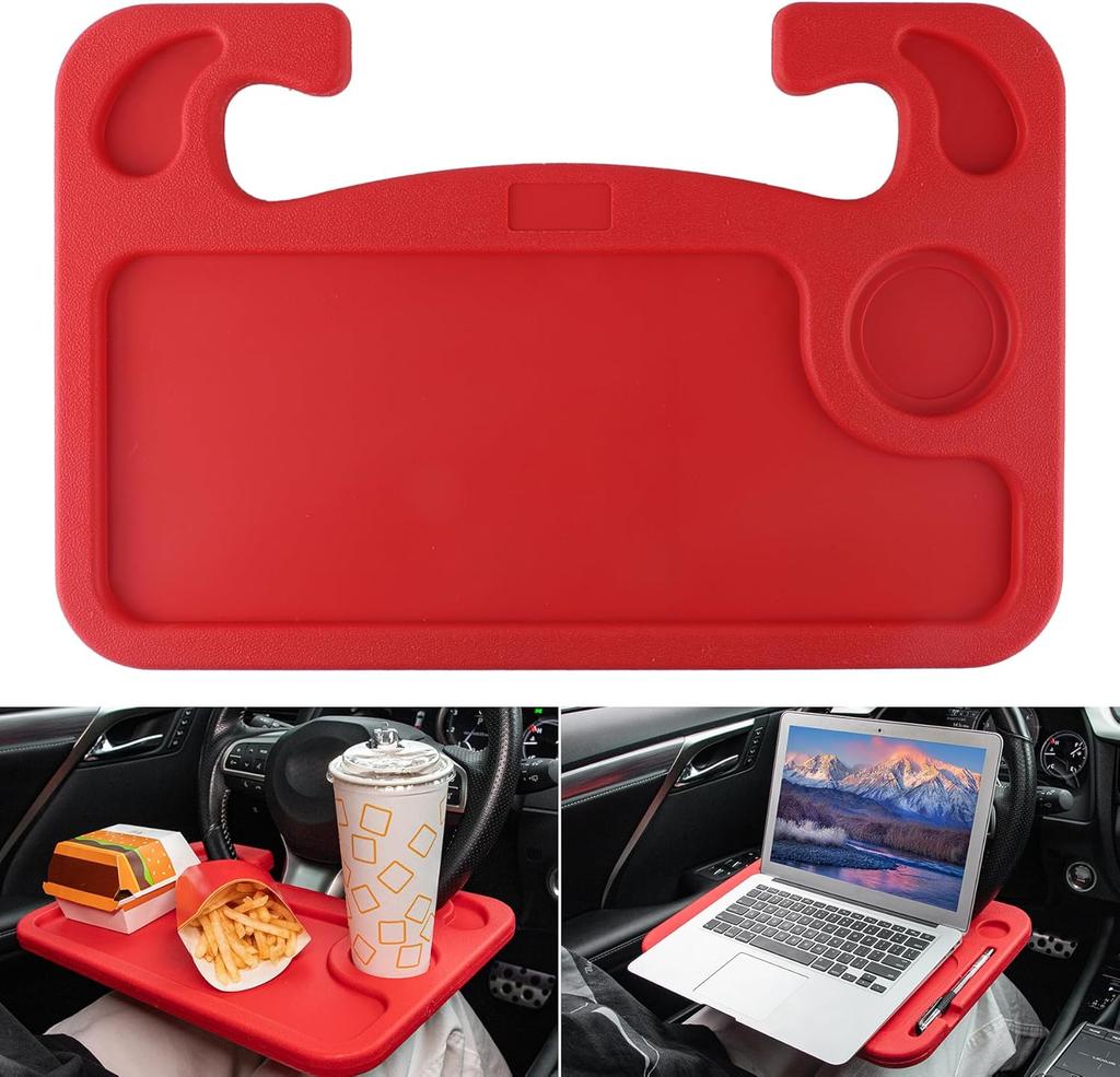 Car Steering Wheel Desk for Laptop,Multipurpose Travel Car Accessories, Car Seat Stand Trays for Eating, Steering Wheel Under Table Console(Black)