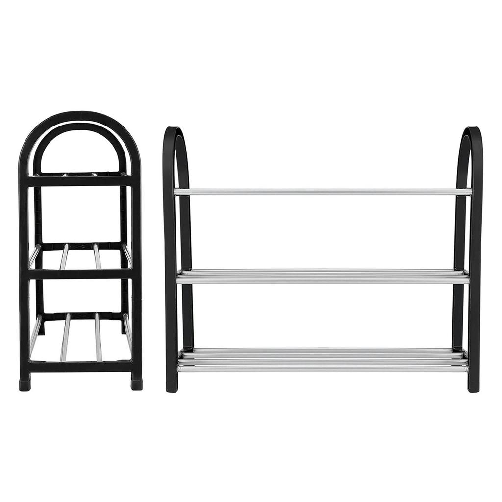 Plastic Aluminum Metal Standing Shoe Rack Shoes Storage Shelf Home 3 Tiers