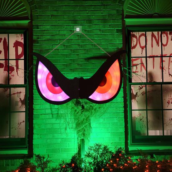 Halloween Eye Light Decoration Large Glowing Wooden LED Eye Light for Halloween Bush Yard Home Wall Window Tree Decor