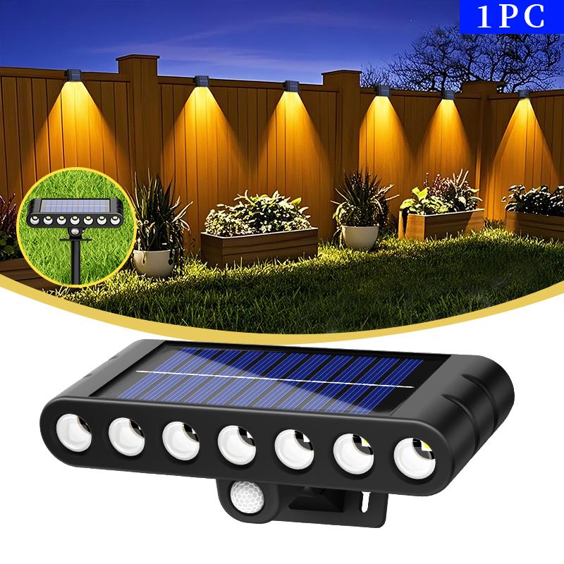 1-2pc 7 LED Solar Outdoor Spotlights Adjustable Automatic Flag Pathway Lights Landscape Ground Lamps for Garden Pool Trees Patio