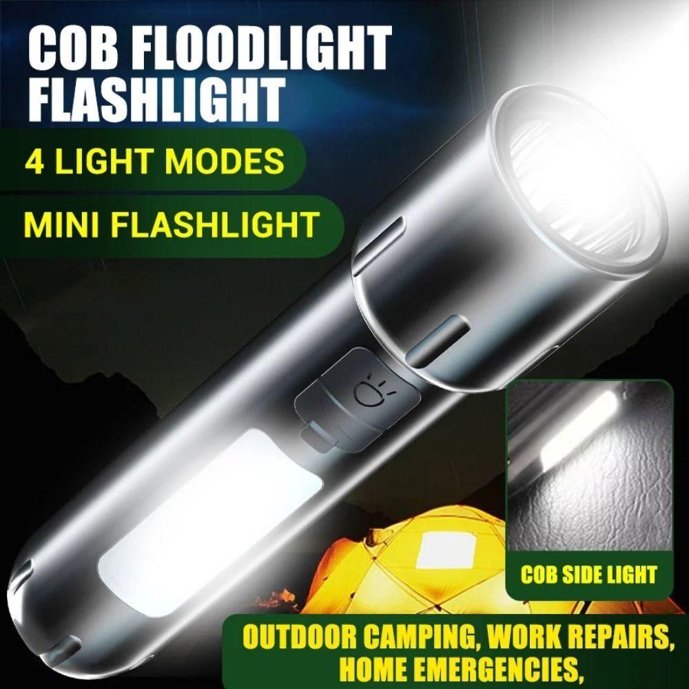 Rechargeable Strong Lighting Flashlight with 4 Lighting Modes Pocket Torch Floodlight  Fishing