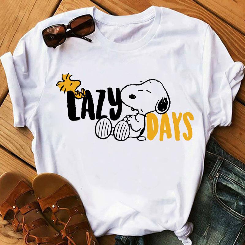 Womens Snoopy T Shirts Summer Casual Short Sleeve Harajuku Korean Style Tops Disney Print Kawaii Female Tshirt Women Top