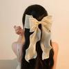 1Pcs Elegant Bow Ribbon Hair Clip Women Fashion Simple Solid Satin Spring Clip Ponytail Bow Hairpin Girls Hair Accessories Quality