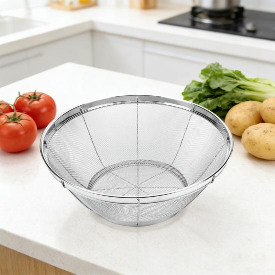 Stainless Steel Drain Basket Fast Drainage Microporous Kitchen Filter Mesh Strainer Basket for Kitchen Dishwasher Safe Multi-Functional Strainer