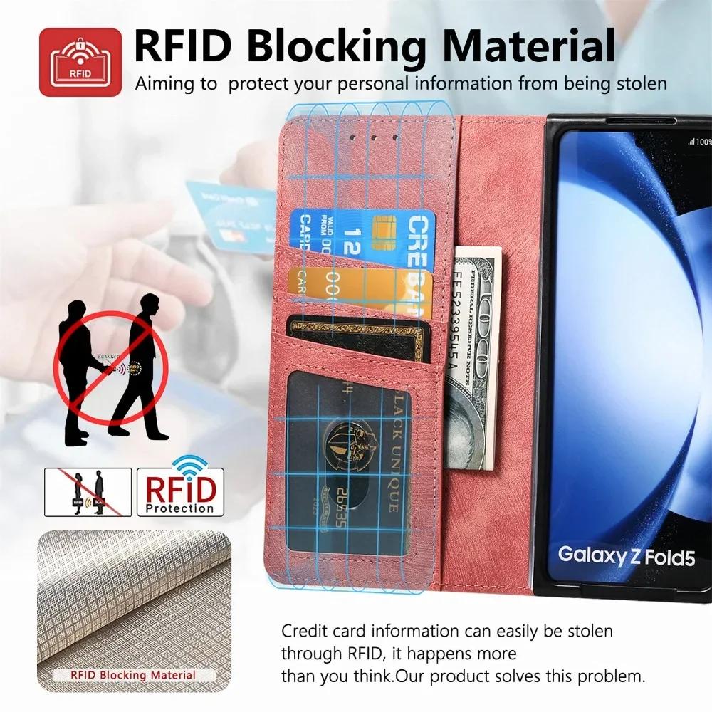 Portofel 2 în 1 detașabil cu fermoar, cu sloturi pentru carduri, rezistent la șocuri, husă de telefon pentru Samsung Galaxy Z Fold 6 5 4 3, buzunar, copertă din piele