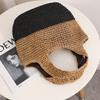IELGY Color Matching Casual Portable Straw Bag Contrast Color Woven Seaside Vacation Beach Bag