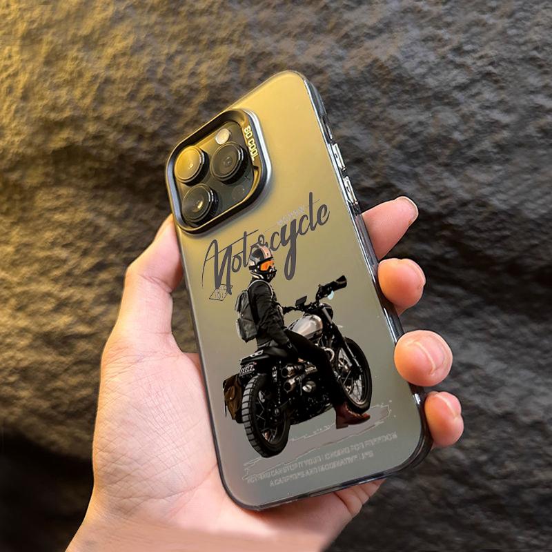 Phone Case For iPhone 15 14 16 Pro Max 11 12 13 X XR XS 7 8 16 Plus SE  Trend Cool Biker Motorcycle Shockproof Bumper Cover