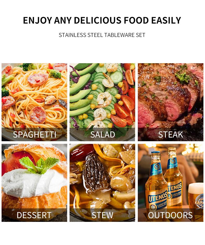 Stainless Steel Travel Cutlery Set: Knife, Fork, Spoon, Bottle Opener with Portable Storage Bag for Outdoor Camping